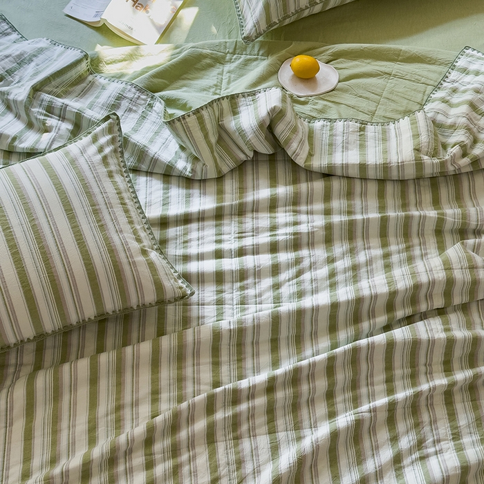 91家纺网 家纺一手货源 找家纺 被窝家纺 2026新款全棉色织贝壳边新疆棉花夏被 左岸-绿