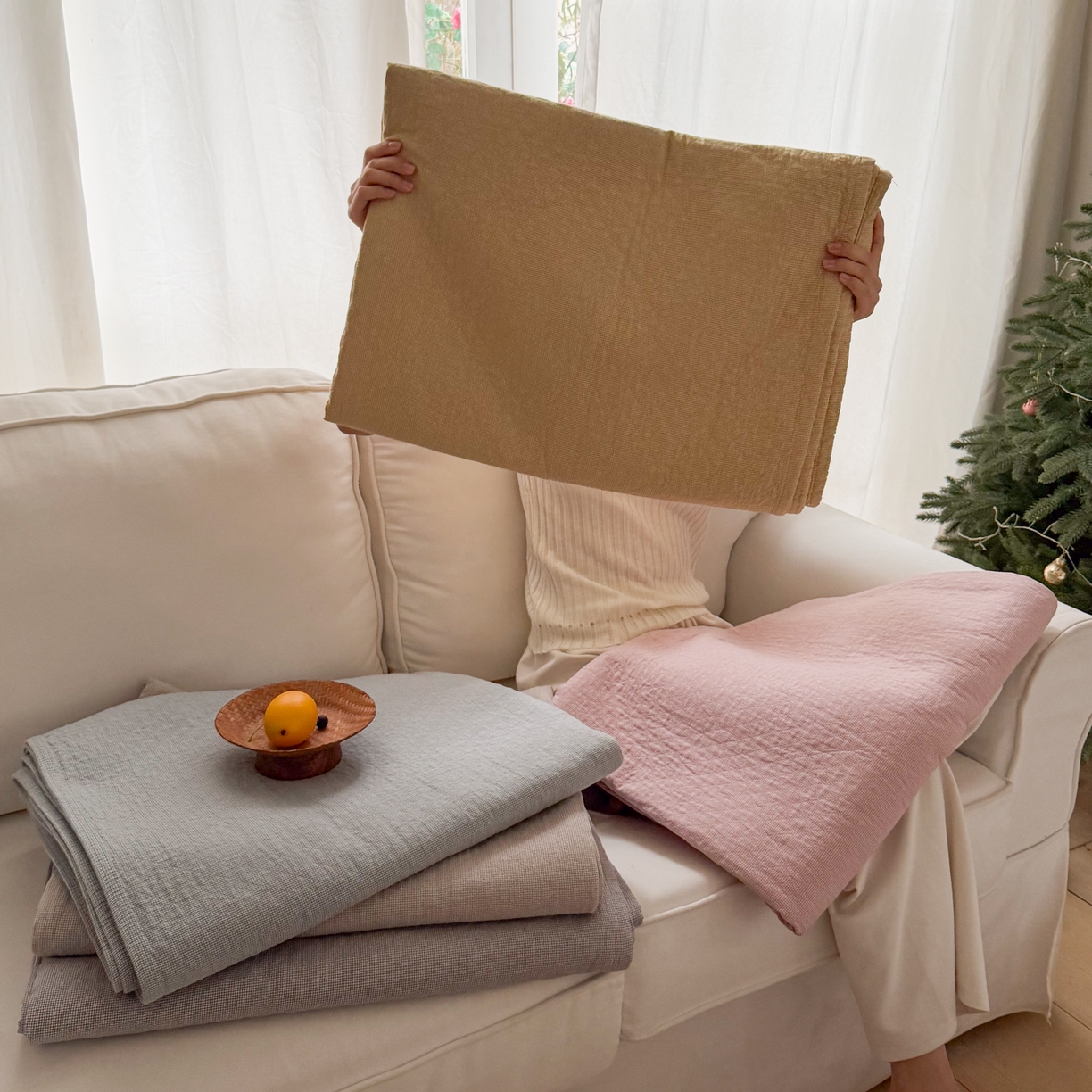 91家纺网 家纺一手货源 找家纺 沐瑟家纺 2026新款纯棉四层纱布枕巾-素格和米格 组合图