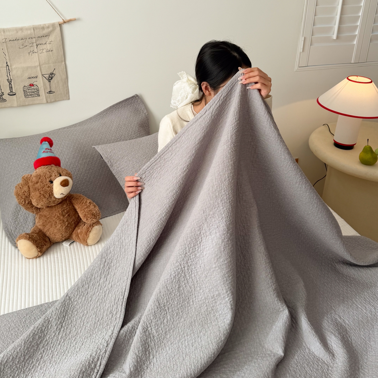 91家纺网 家纺一手货源 找家纺 沐瑟家纺 2026新款纯棉四层纱布枕巾-素格和米格 素格-灰色