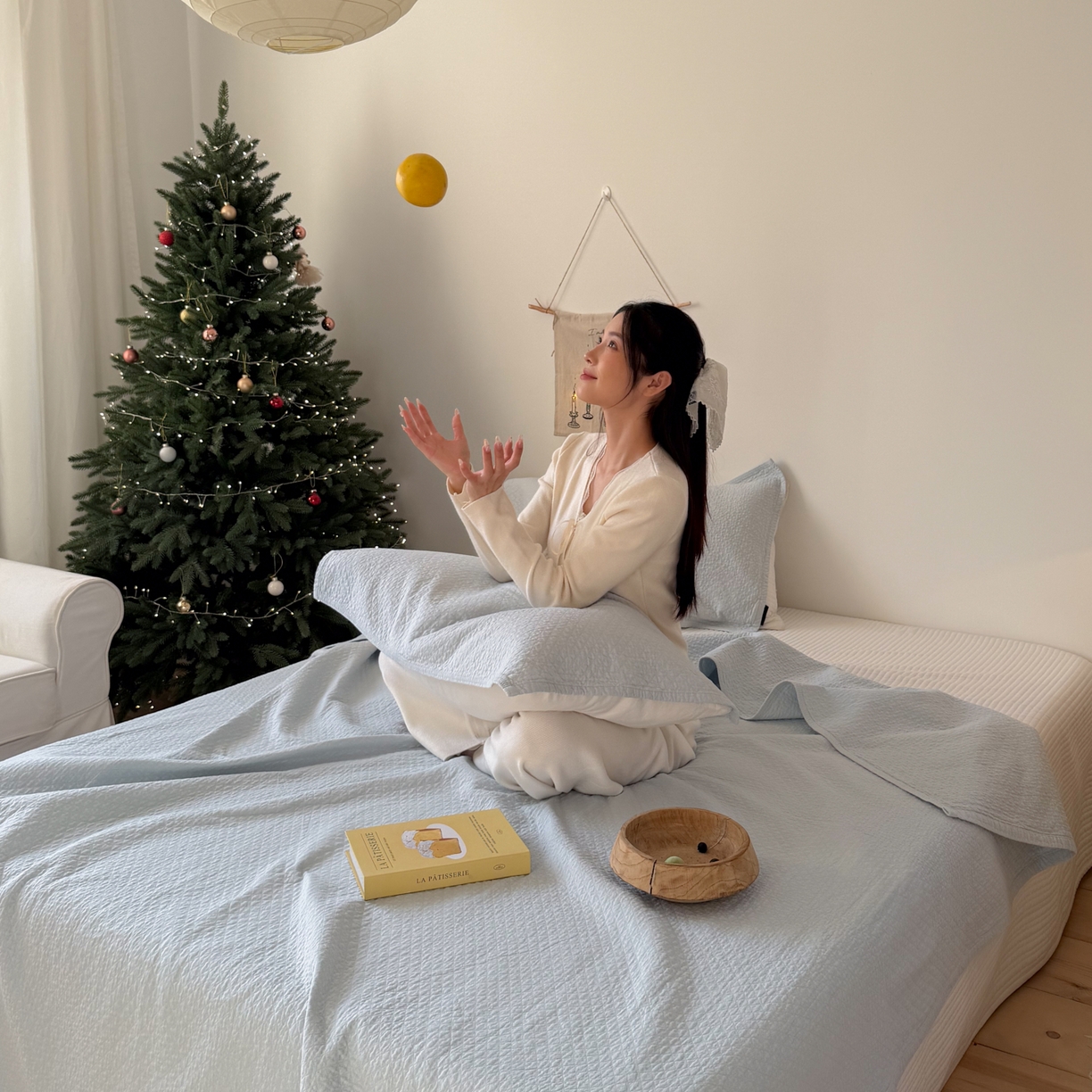 91家纺网 家纺一手货源 找家纺 沐瑟家纺 2026新款纯棉四层纱布枕巾-素格和米格 素格-浅蓝