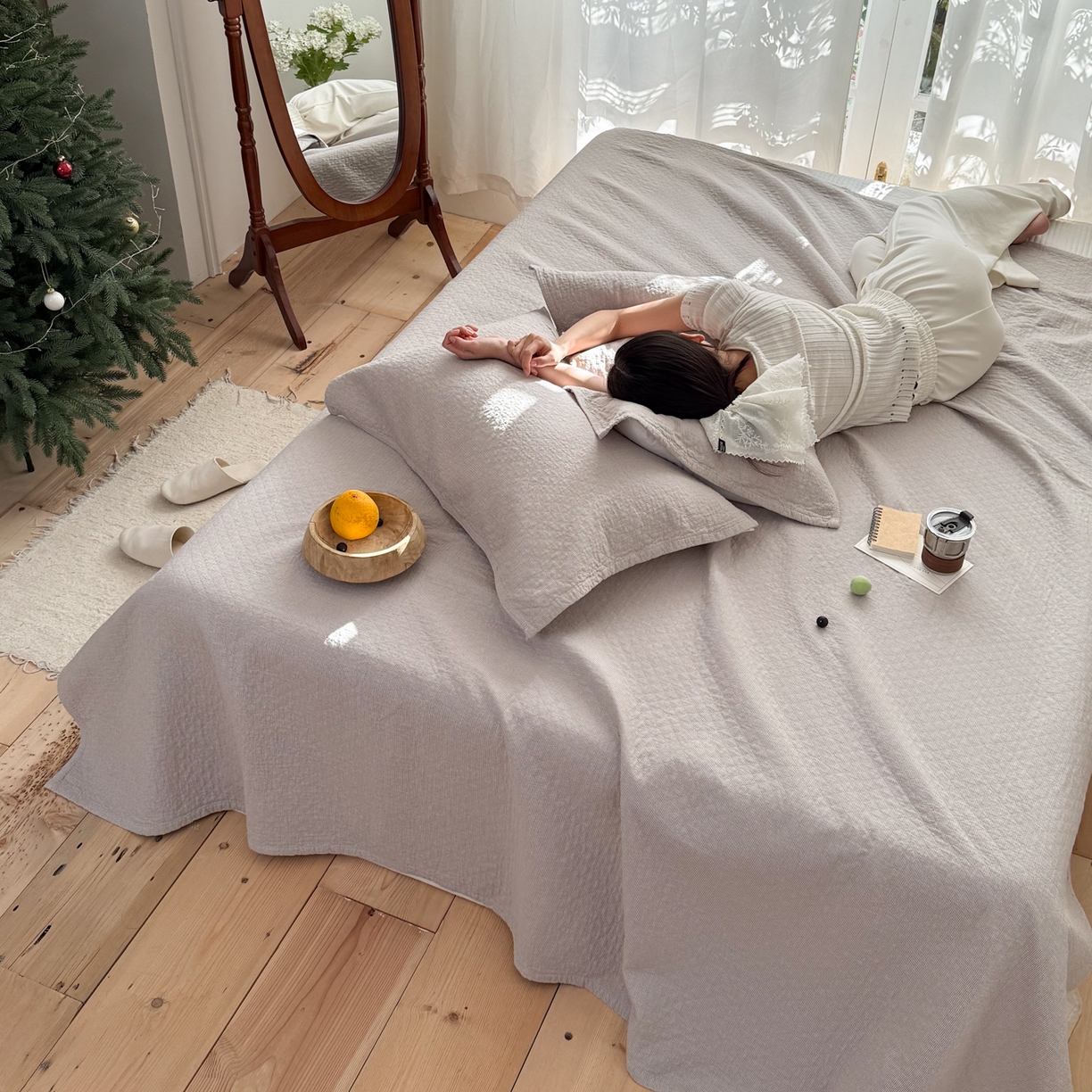 91家纺网 家纺一手货源 找家纺 沐瑟家纺 2026新款纯棉四层纱布枕巾-素格和米格 米格-浅咖