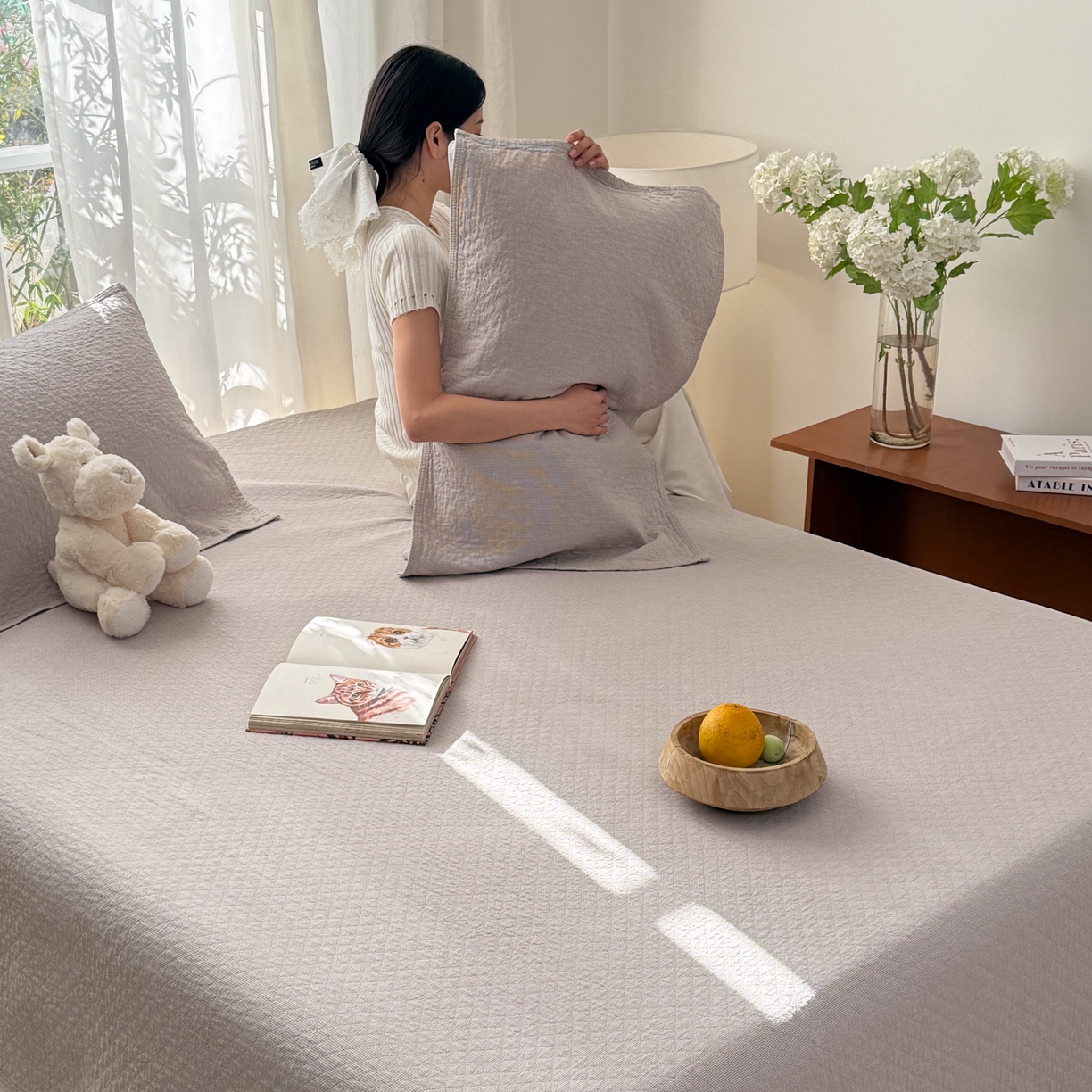 91家纺网 家纺一手货源 找家纺 沐瑟家纺 2026新款纯棉四层纱布枕巾-素格和米格 米格-浅咖