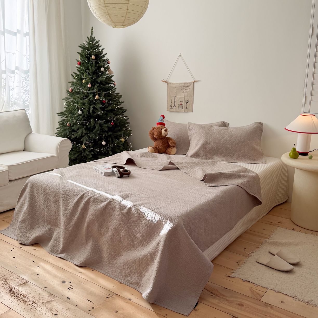 91家纺网 家纺一手货源 找家纺 沐瑟家纺 2026新款纯棉四层纱布枕巾-素格和米格 素格-浅咖