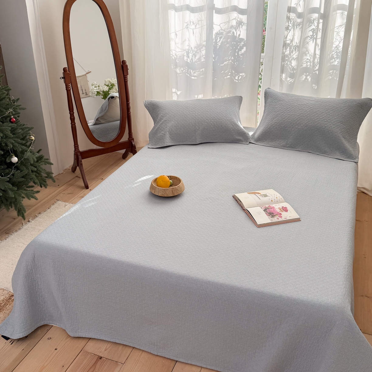 91家纺网 家纺一手货源 找家纺 沐瑟家纺 2026新款纯棉四层纱布枕巾-素格和米格 米格-浅蓝