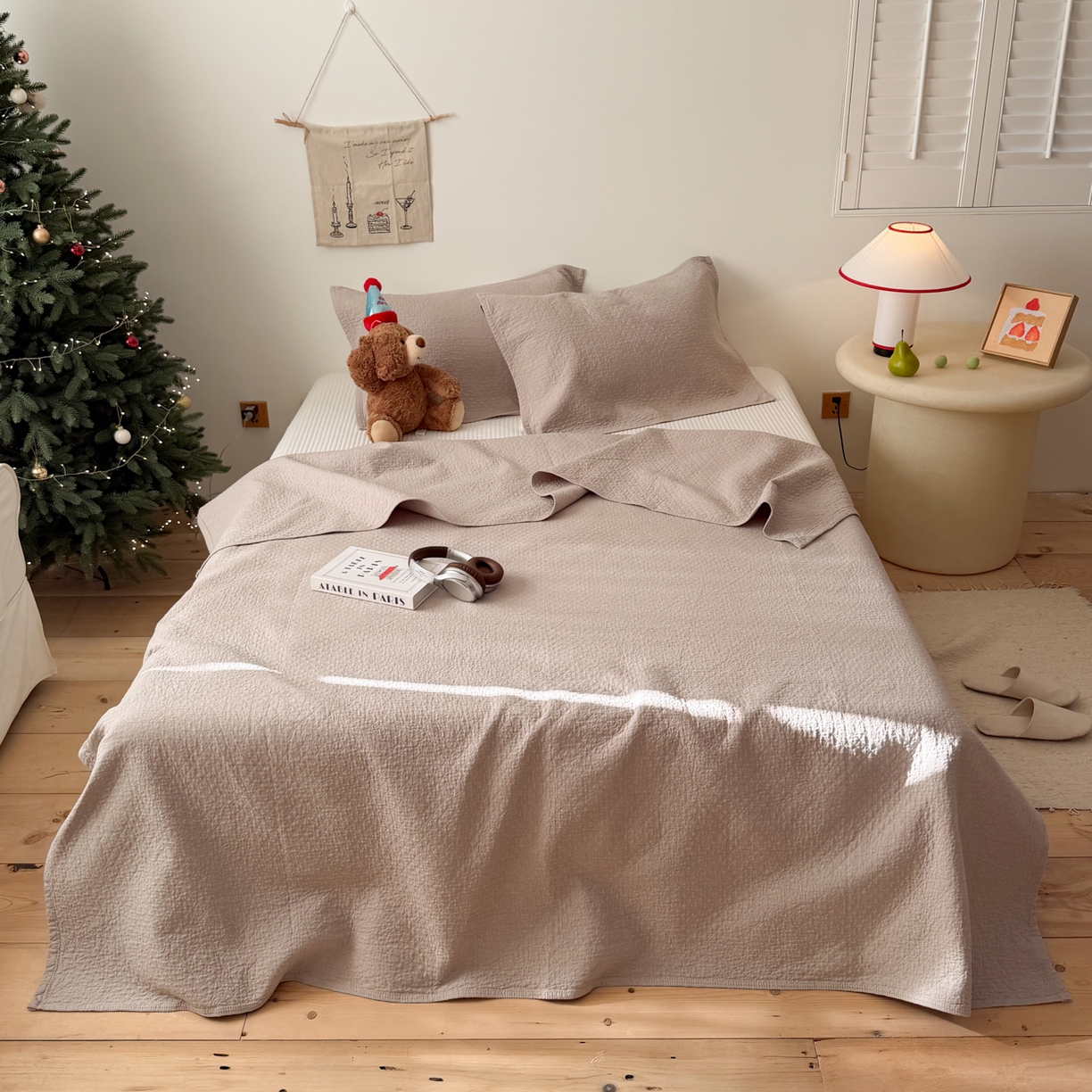 91家纺网 家纺一手货源 找家纺 沐瑟家纺 2026新款纯棉四层纱布枕巾-素格和米格 素格-浅咖