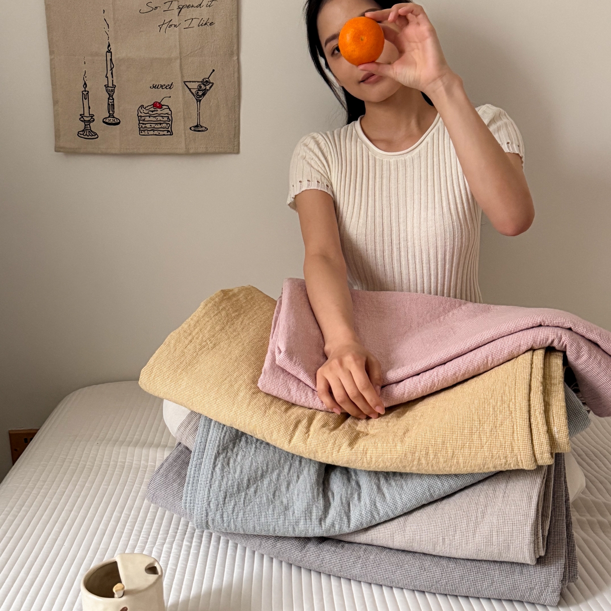 91家纺网 家纺一手货源 找家纺 沐瑟家纺 2026新款纯棉四层纱布枕巾-素格和米格 组合图