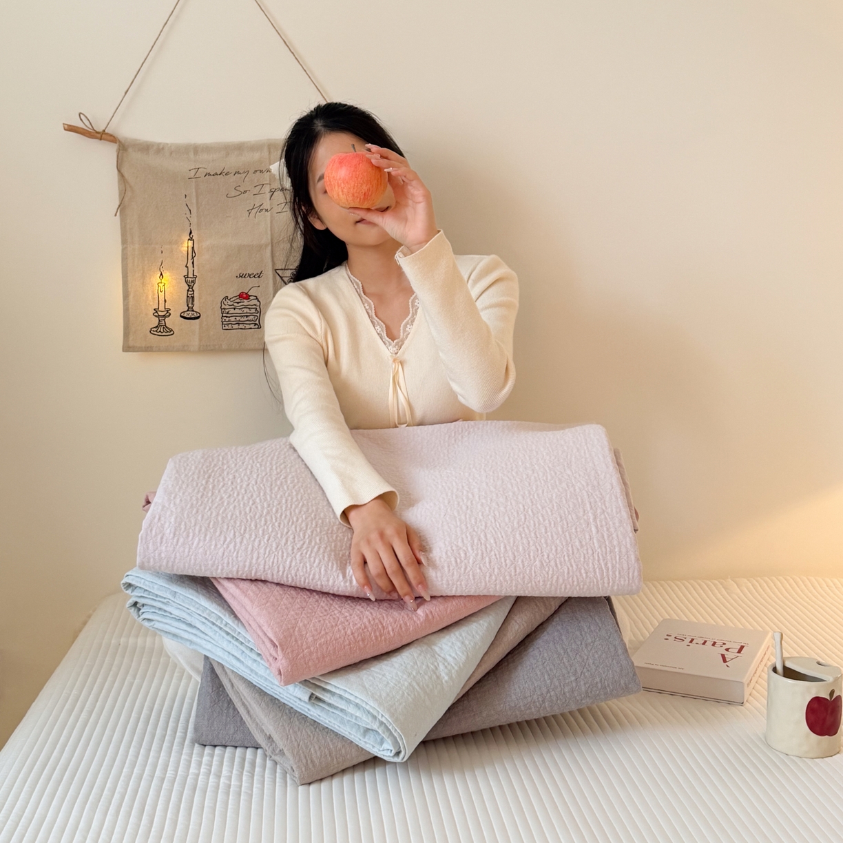 91家纺网 家纺一手货源 找家纺 沐瑟家纺 2026新款纯棉四层纱布枕巾-素格和米格 组合图