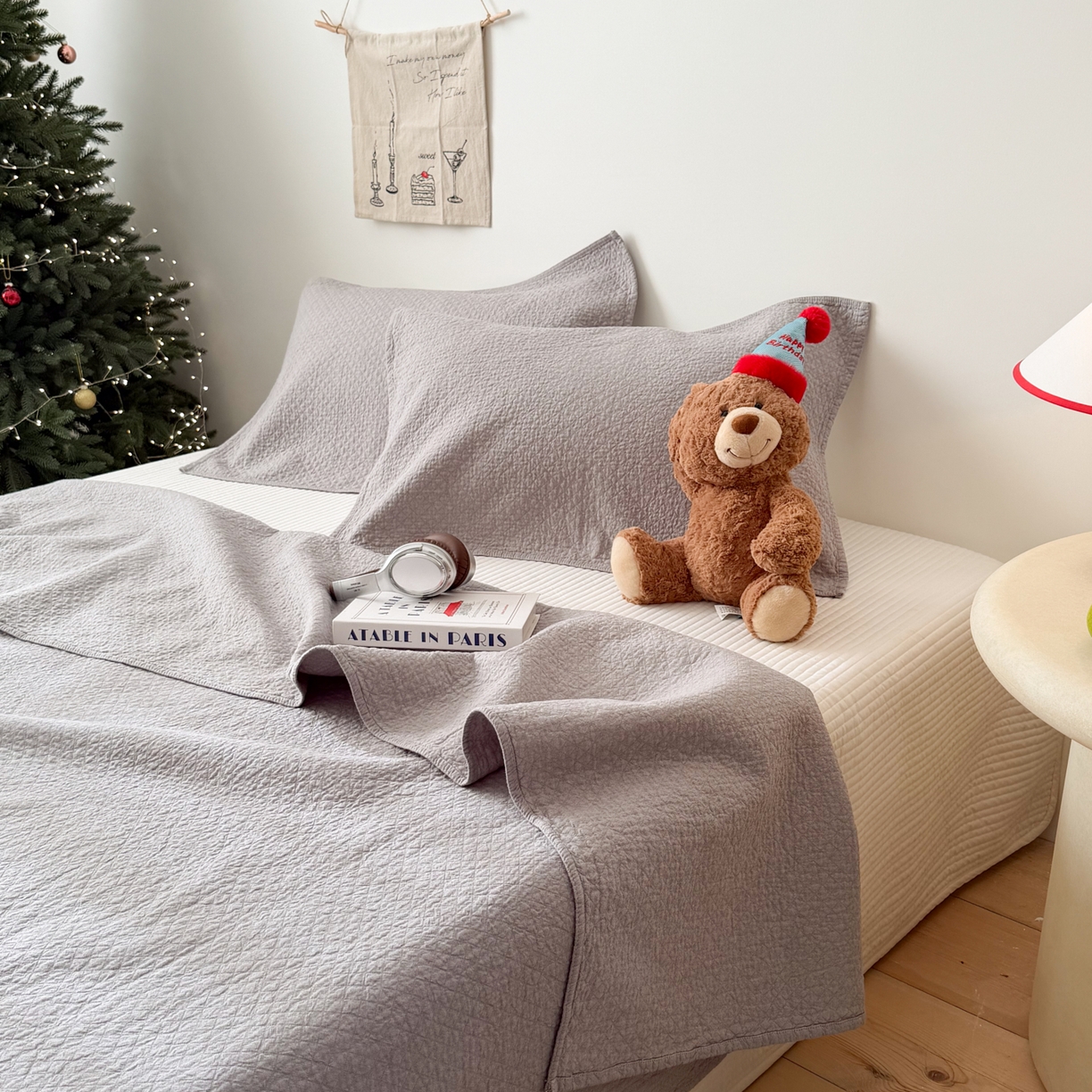 91家纺网 家纺一手货源 找家纺 沐瑟家纺 2026新款纯棉四层纱布枕巾-素格和米格 素格-灰色