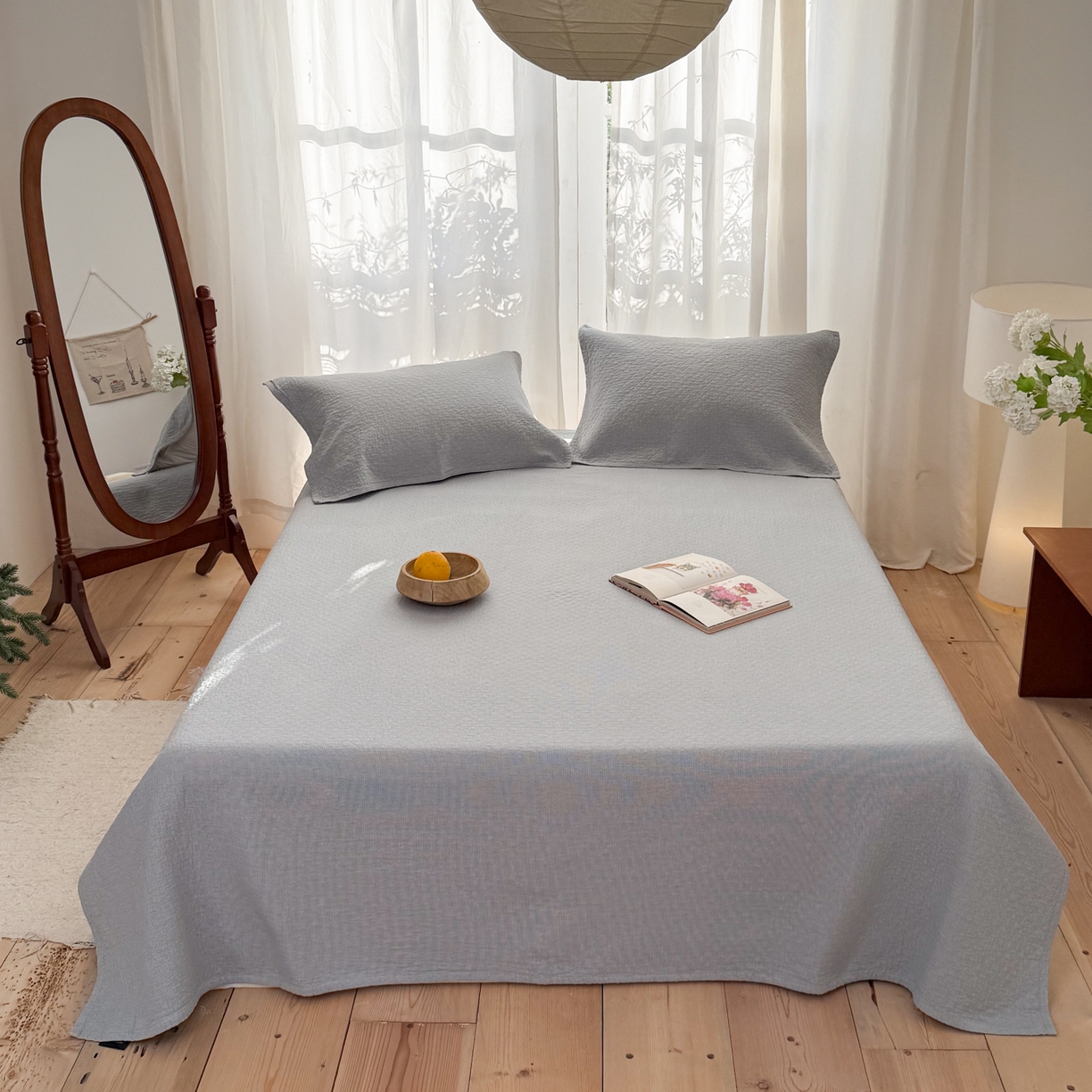 91家纺网 家纺一手货源 找家纺 沐瑟家纺 2026新款纯棉四层纱布枕巾-素格和米格 米格-浅蓝