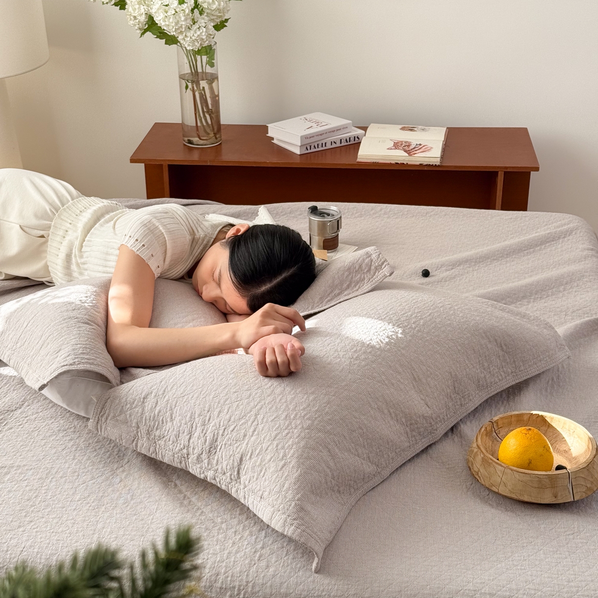 91家纺网 家纺一手货源 找家纺 沐瑟家纺 2026新款纯棉四层纱布枕巾-素格和米格 米格-浅咖