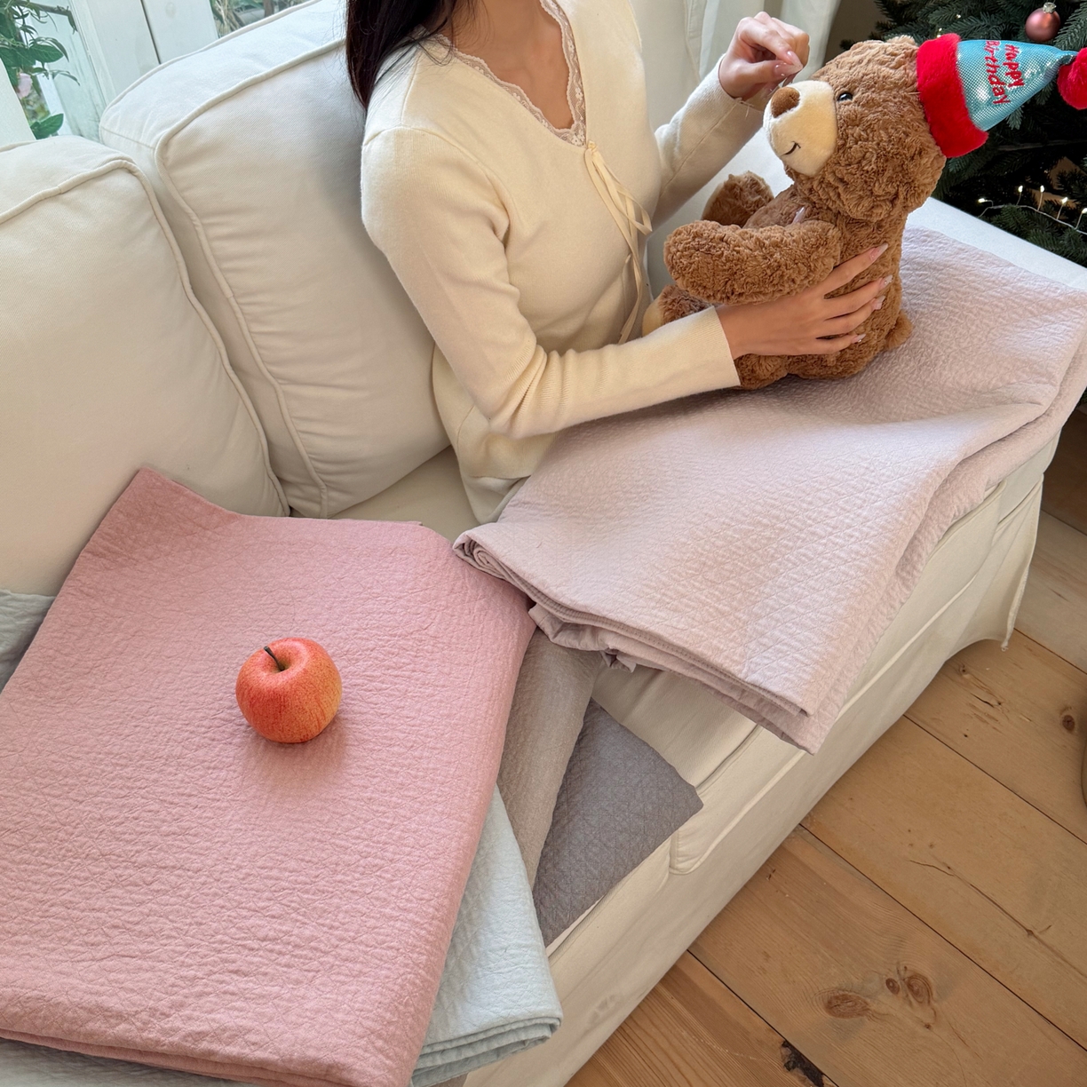 91家纺网 家纺一手货源 找家纺 沐瑟家纺 2026新款纯棉四层纱布枕巾-素格和米格 组合图