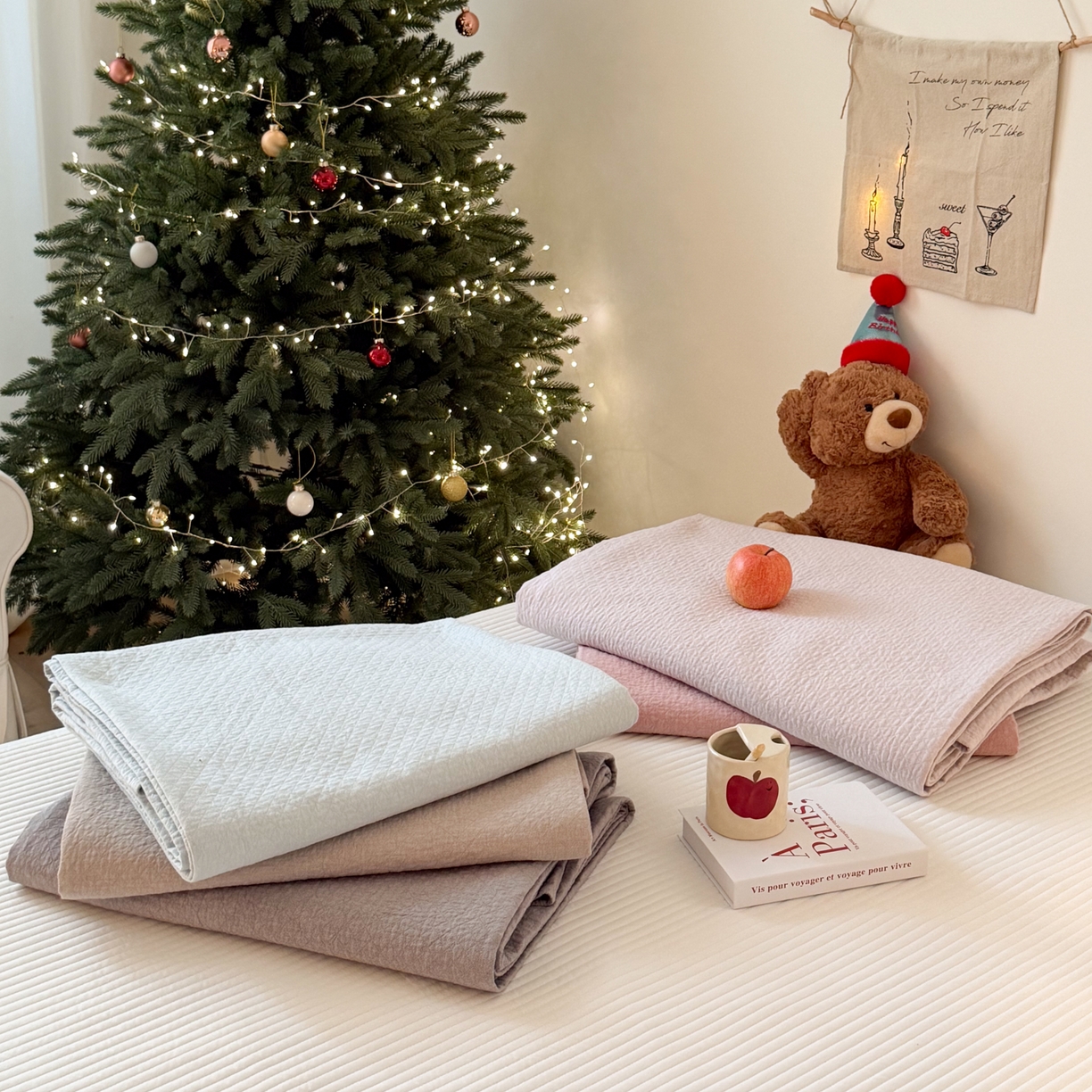 沐瑟家纺 2026新款纯棉四层纱布枕巾-素格和米格 组合图