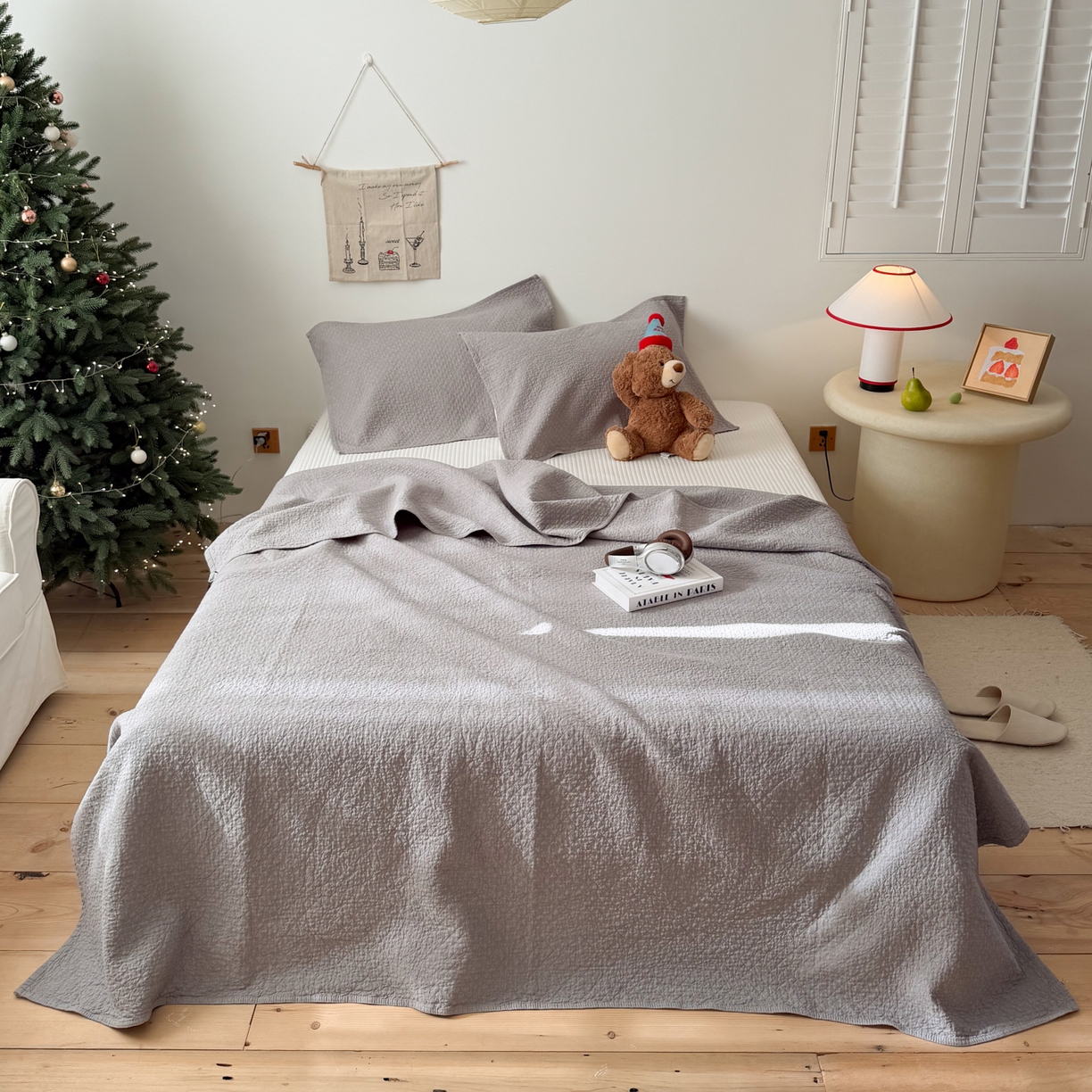 91家纺网 家纺一手货源 找家纺 沐瑟家纺 2026新款纯棉四层纱布枕巾-素格和米格 素格-灰色