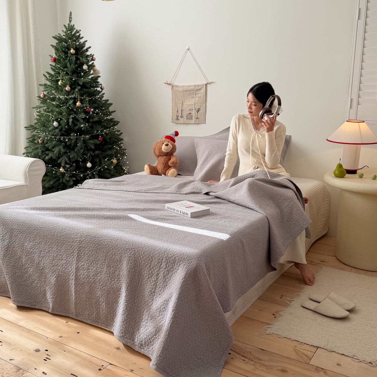 91家纺网 家纺一手货源 找家纺 沐瑟家纺 2026新款纯棉四层纱布枕巾-素格和米格 素格-灰色