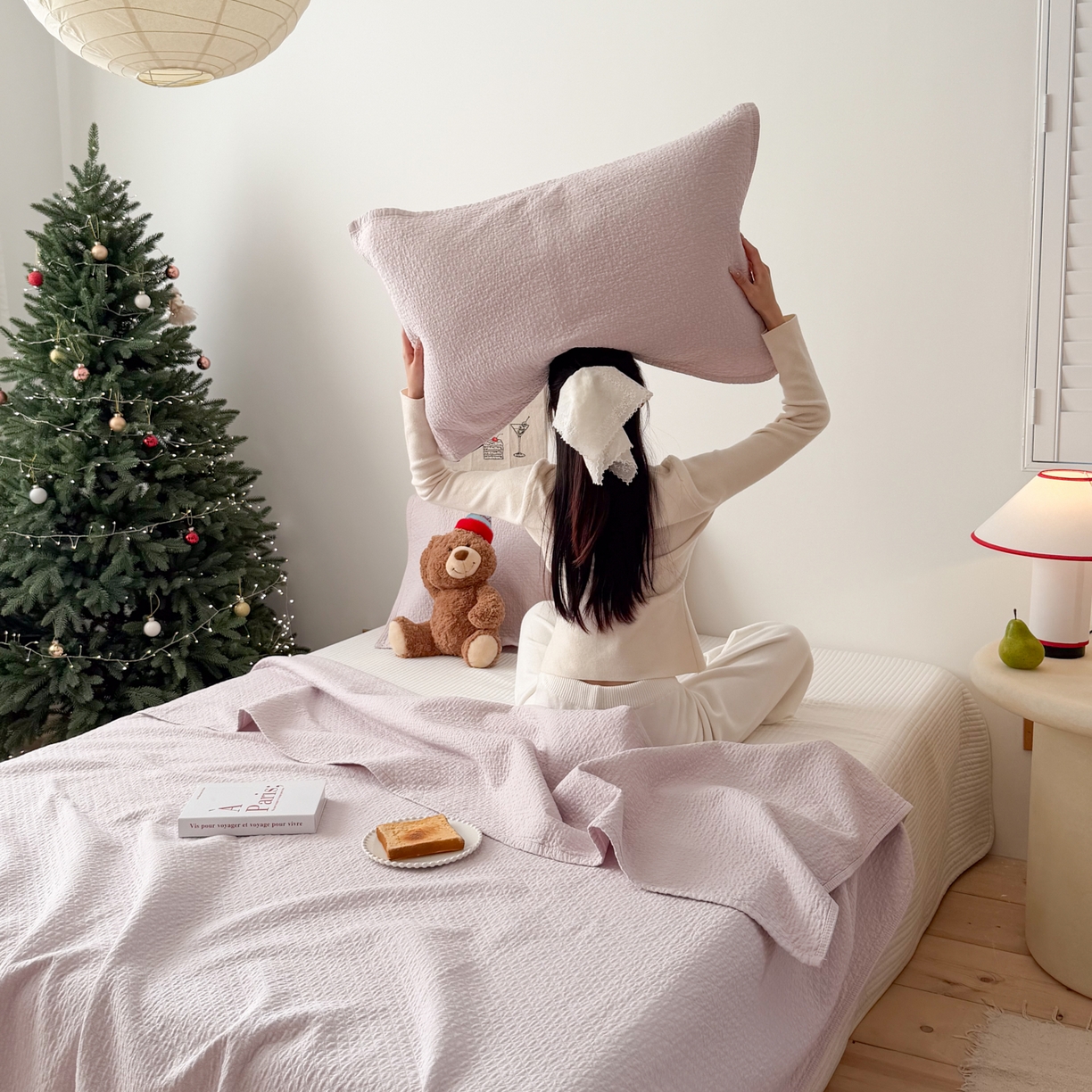 91家纺网 家纺一手货源 找家纺 沐瑟家纺 2026新款纯棉四层纱布枕巾-素格和米格 素格-淡紫