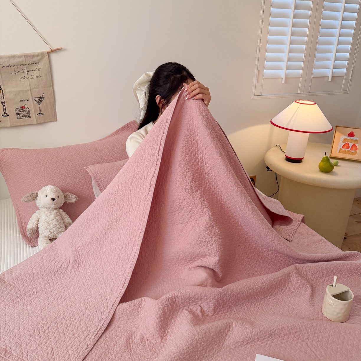 91家纺网 家纺一手货源 找家纺 沐瑟家纺 2026新款纯棉四层纱布枕巾-素格和米格 素格-粉