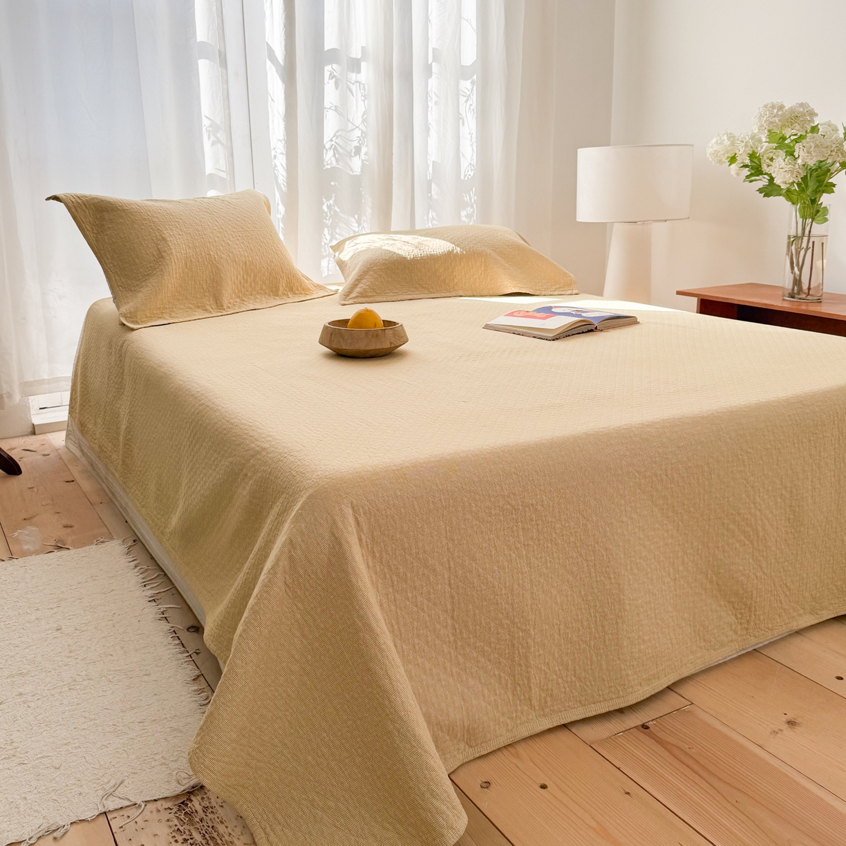 91家纺网 家纺一手货源 找家纺 沐瑟家纺 2026新款纯棉四层纱布枕巾-素格和米格 米格-黄色