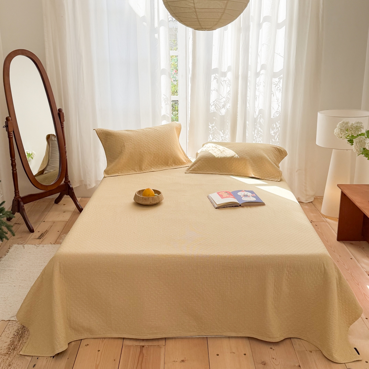 91家纺网 家纺一手货源 找家纺 沐瑟家纺 2026新款纯棉四层纱布枕巾-素格和米格 米格-黄色