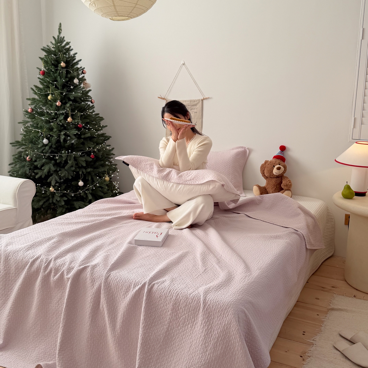 91家纺网 家纺一手货源 找家纺 沐瑟家纺 2026新款纯棉四层纱布枕巾-素格和米格 素格-淡紫