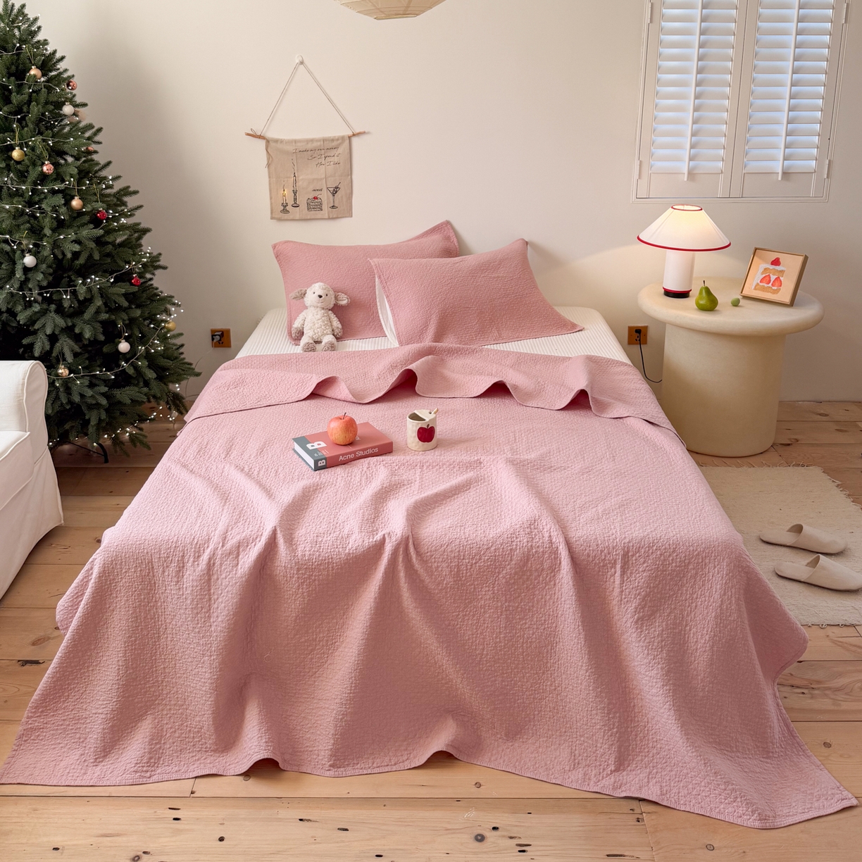 91家纺网 家纺一手货源 找家纺 沐瑟家纺 2026新款纯棉四层纱布枕巾-素格和米格 素格-粉