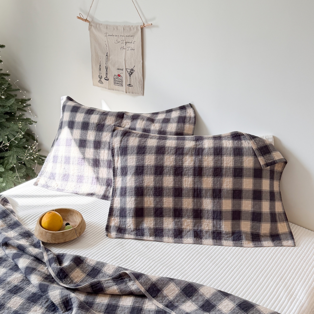 沐瑟家纺 2026新款纯棉四层纱布枕巾-华夫生活 华夫生活-深灰