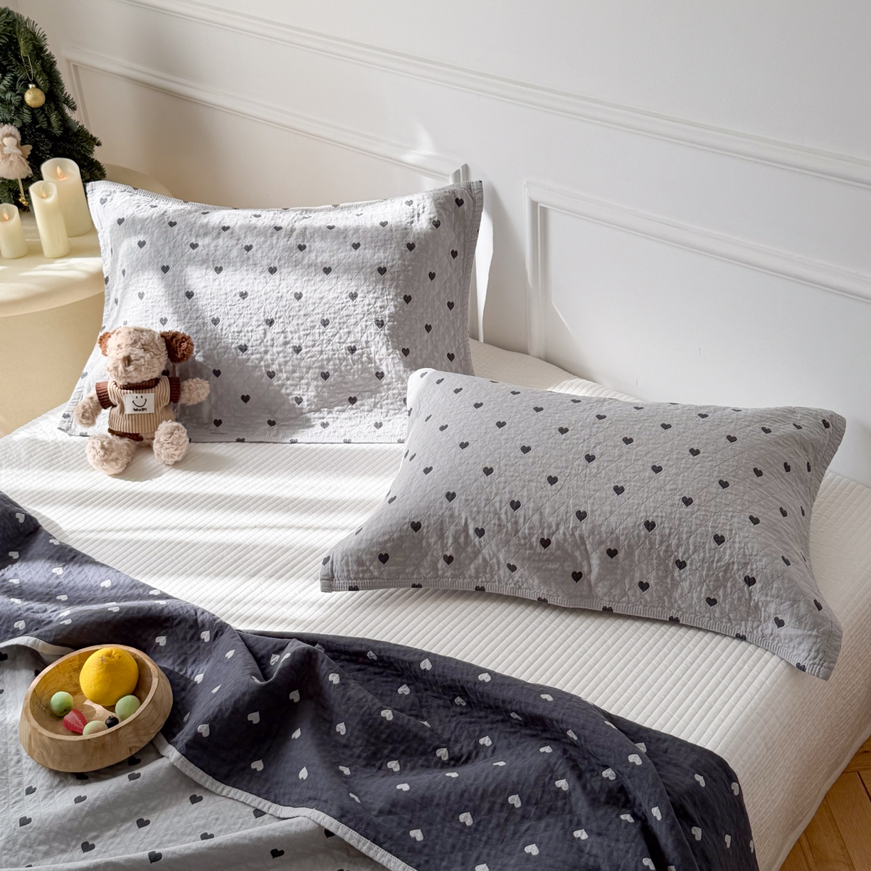 91家纺网 家纺一手货源 找家纺 （总）沐瑟家纺 2026新款亲肤舒适全棉四层纱布枕巾-星星和心情系列