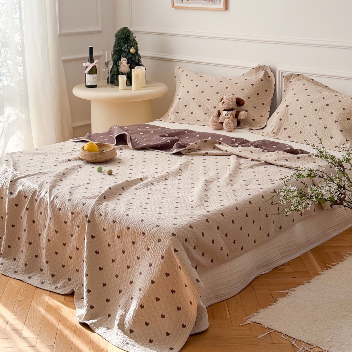 91家纺网 家纺一手货源 找家纺 沐瑟家纺 2026新款亲肤舒适全棉四层纱布枕巾-星星和心情系列 心情-卡其