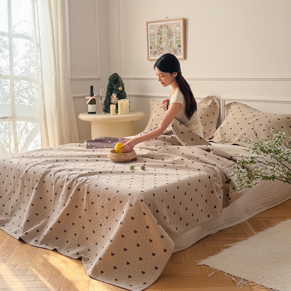 91家纺网 家纺一手货源 找家纺 沐瑟家纺 2026新款亲肤舒适全棉四层纱布枕巾-星星和心情系列 心情-卡其