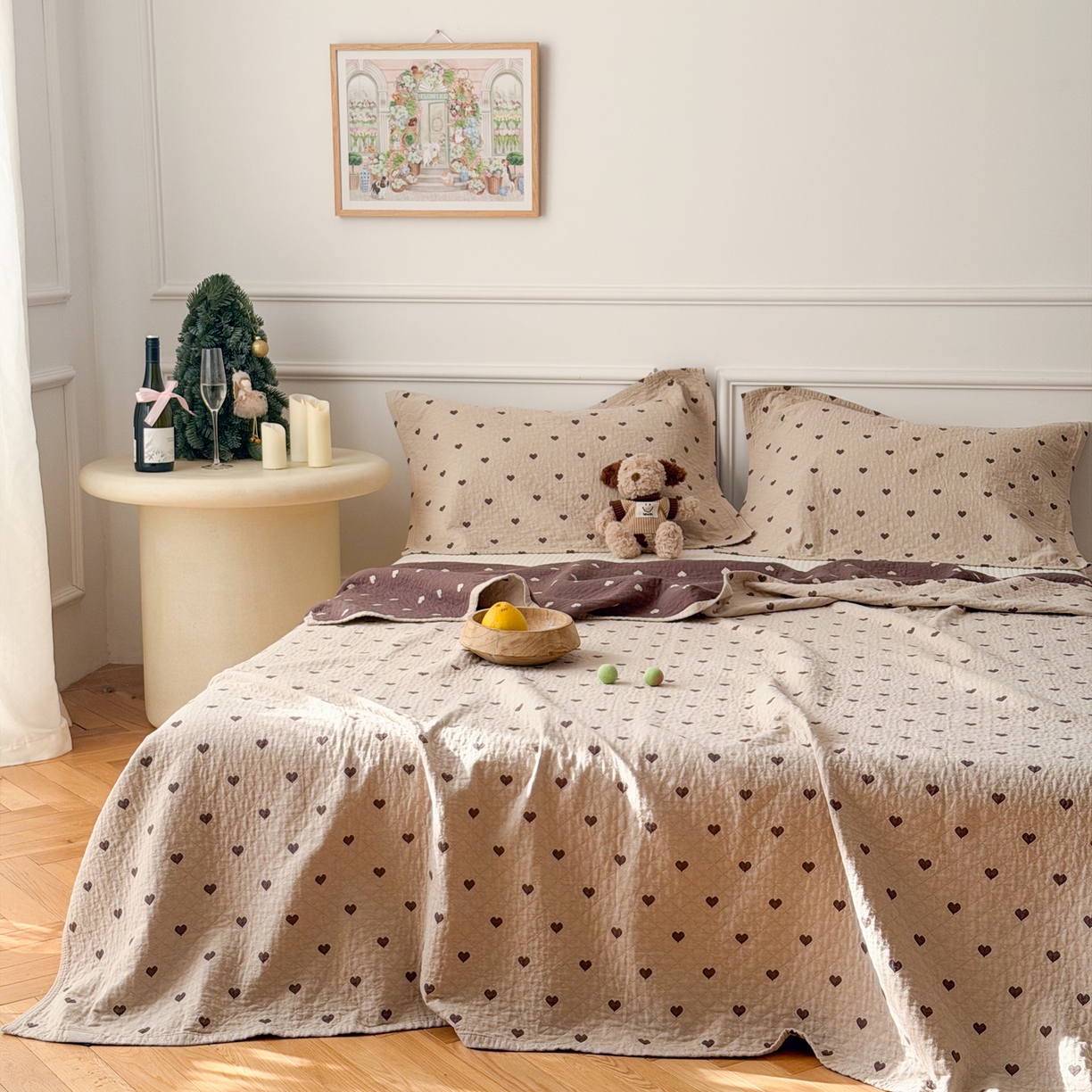 91家纺网 家纺一手货源 找家纺 沐瑟家纺 2026新款亲肤舒适全棉四层纱布枕巾-星星和心情系列 心情-卡其