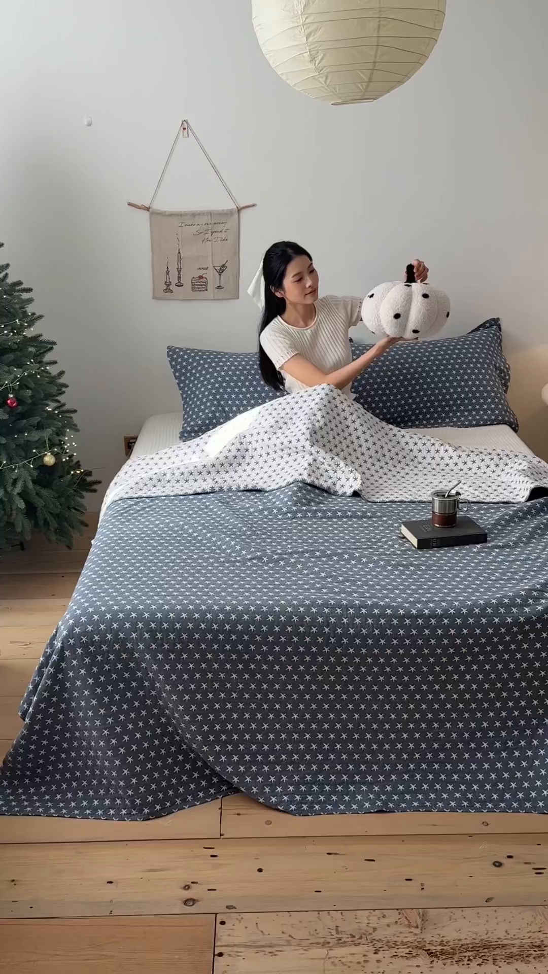 91家纺网 家纺一手货源 找家纺 沐瑟家纺 2026新款亲肤舒适全棉四层纱布枕巾-星星和心情系列 星星-蓝色