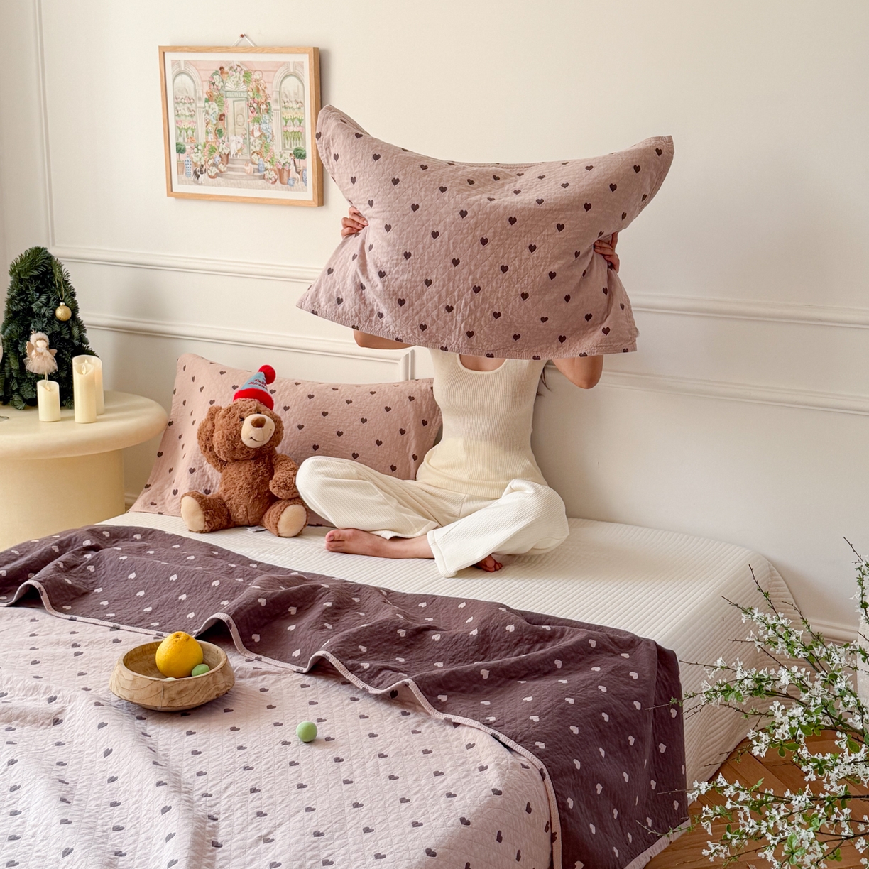 91家纺网 家纺一手货源 找家纺 （总）沐瑟家纺 2026新款全棉四层纱布床盖-星星和心情系列