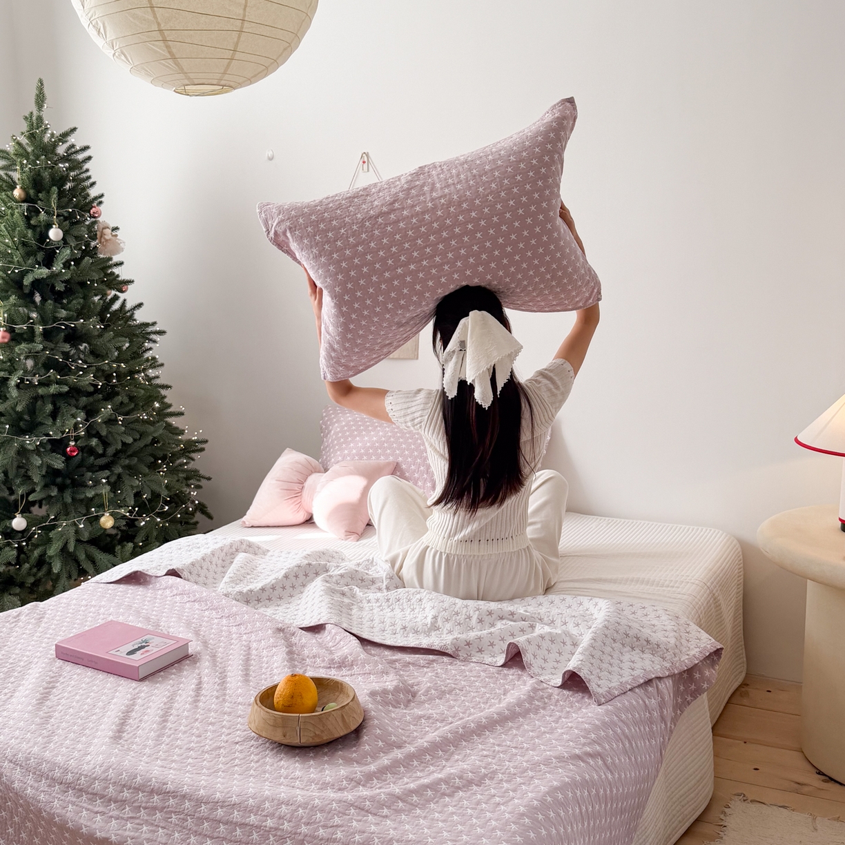 91家纺网 家纺一手货源 找家纺 沐瑟家纺 2026新款全棉四层纱布床盖-星星和心情系列 星星-紫色