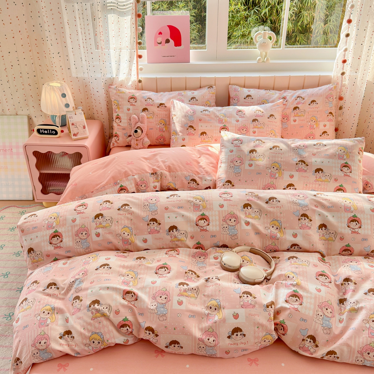 91家纺网 家纺一手货源 找家纺 （总）梵克保罗 2026春夏新款ins小清新40支全棉13372四件套学生三件套单被套单枕套系列-第一批（四件套）