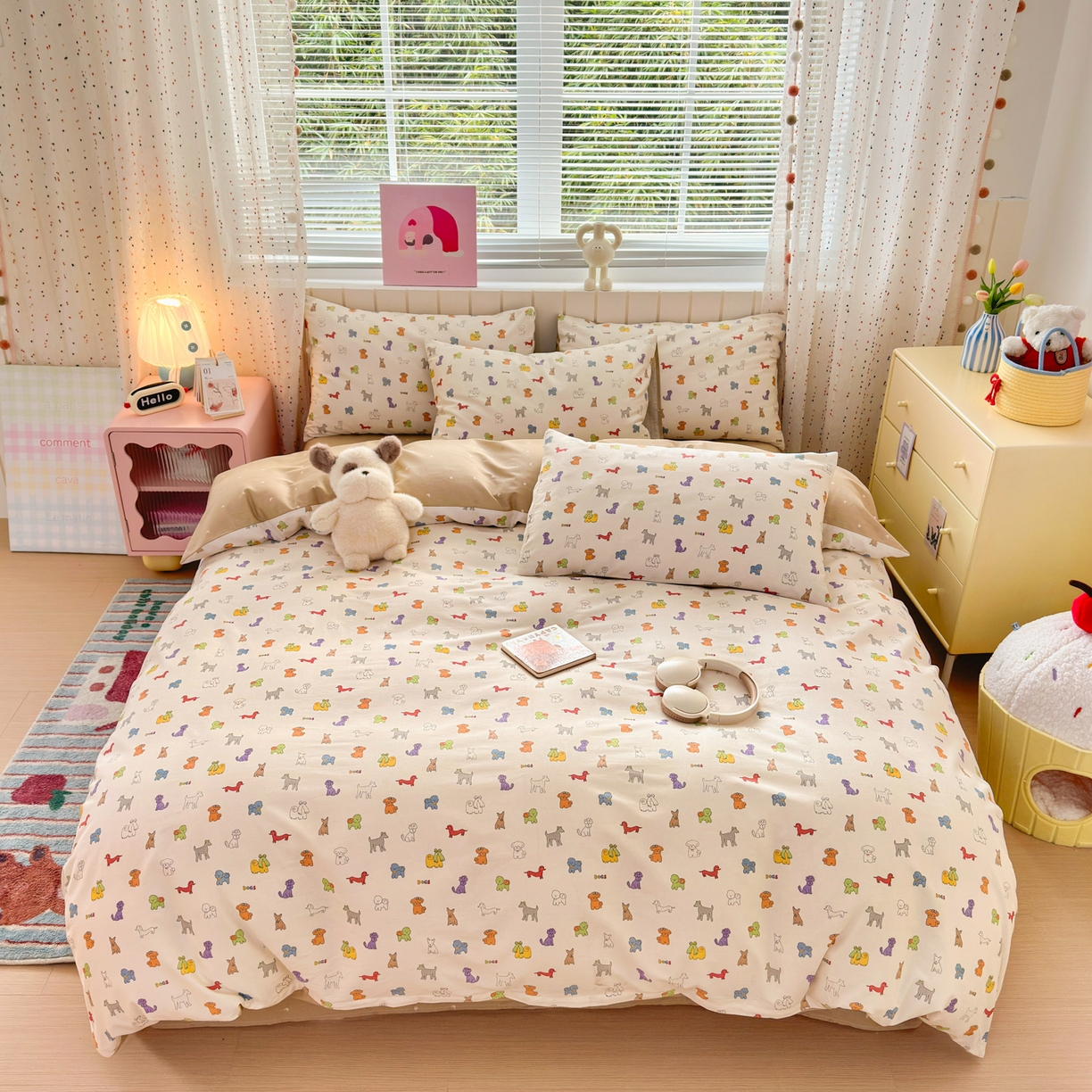 梵克保罗 2026春夏新款ins小清新40支全棉13372四件套学生三件套单被套单枕套系列-第一批（四件套） 动物聚会