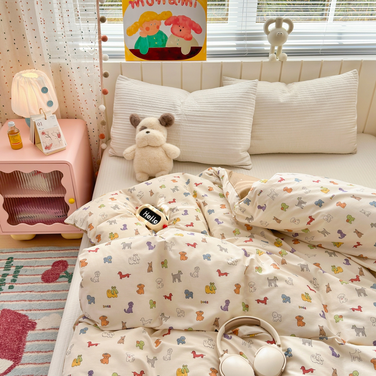 91家纺网 家纺一手货源 找家纺 梵克保罗 2026春夏新款ins小清新40支全棉13372四件套学生三件套单被套单枕套系列-第一批（单被套） 动物聚会