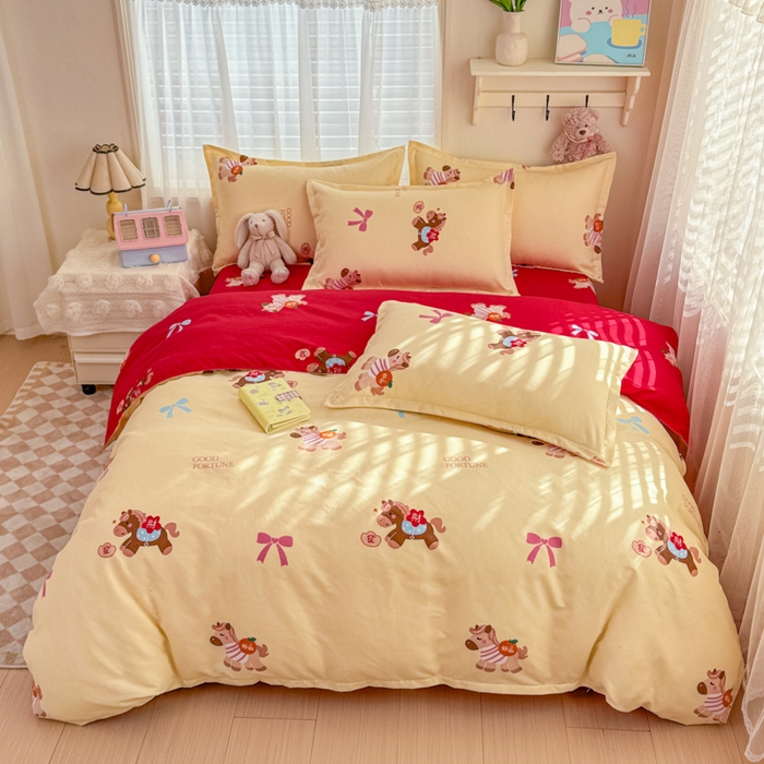 91家纺网 家纺一手货源 找家纺 【2.6周五秒杀 九人助力0.01带回家】马年新年限定款磨毛四件套