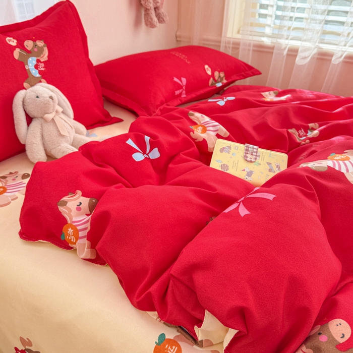 91家纺网 家纺一手货源 找家纺 【2.6周五秒杀 九人助力0.01带回家】马年新年限定款磨毛四件套