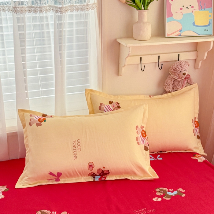 91家纺网 家纺一手货源 找家纺 梦舒阳家纺 马年新年限定款四件套植物羊绒磨毛四件套单被套仿棉套件 财运马