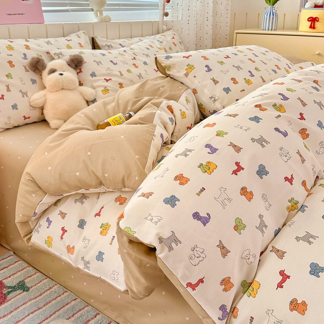 91家纺网 家纺一手货源 找家纺 梵克保罗 2026春夏新款ins小清新40支全棉13372四件套学生三件套单被套单枕套系列-第一批（单枕套） 动物聚会