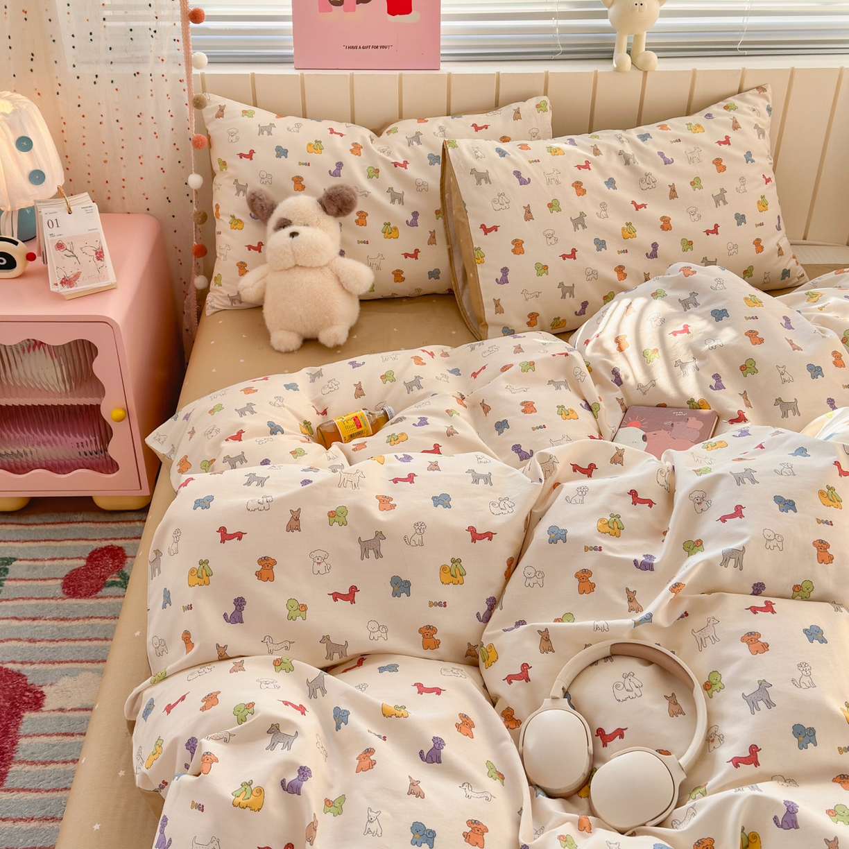 91家纺网 家纺一手货源 找家纺 梵克保罗 2026春夏新款ins小清新40支全棉13372四件套学生三件套单被套单枕套系列-第一批（单枕套） 动物聚会