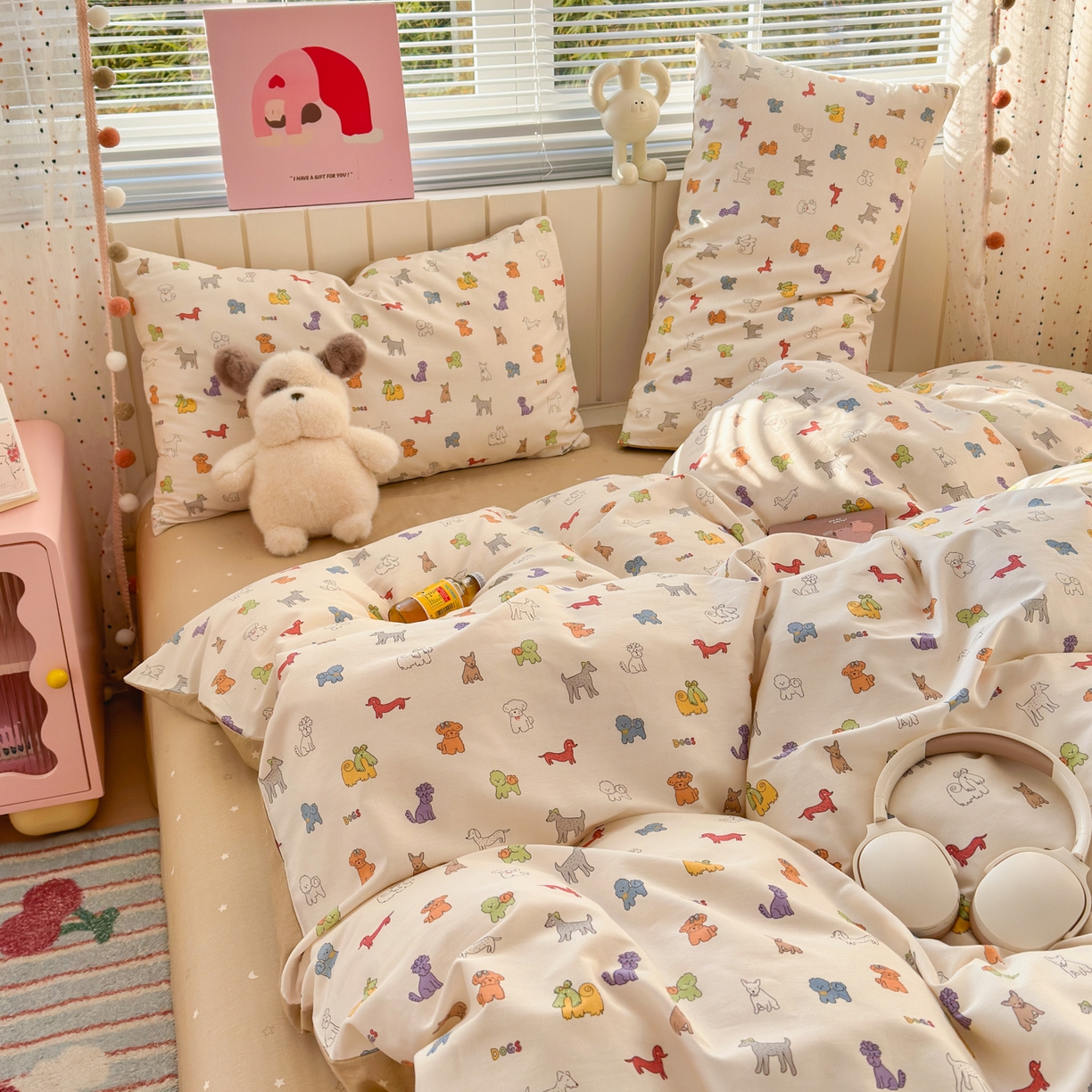 91家纺网 家纺一手货源 找家纺 梵克保罗 2026春夏新款ins小清新40支全棉13372四件套学生三件套单被套单枕套系列-第一批（单枕套） 动物聚会