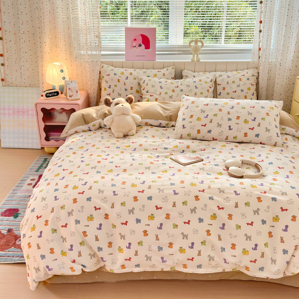 91家纺网 家纺一手货源 找家纺 梵克保罗 2026春夏新款ins小清新40支全棉13372四件套学生三件套单被套单枕套系列-第一批（单枕套） 动物聚会