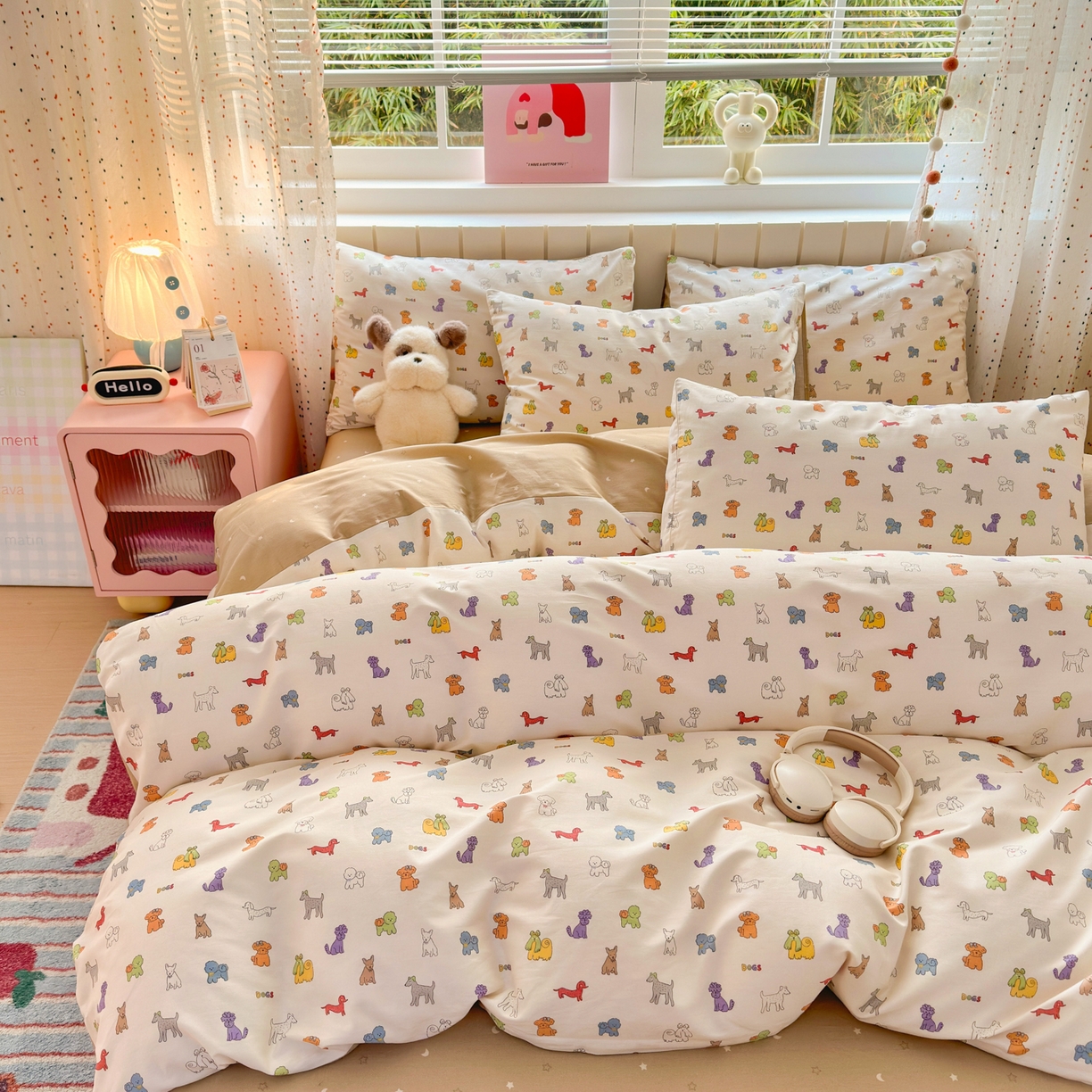 91家纺网 家纺一手货源 找家纺 梵克保罗 2026春夏新款ins小清新40支全棉13372四件套学生三件套单被套单枕套系列-第一批（单枕套） 动物聚会