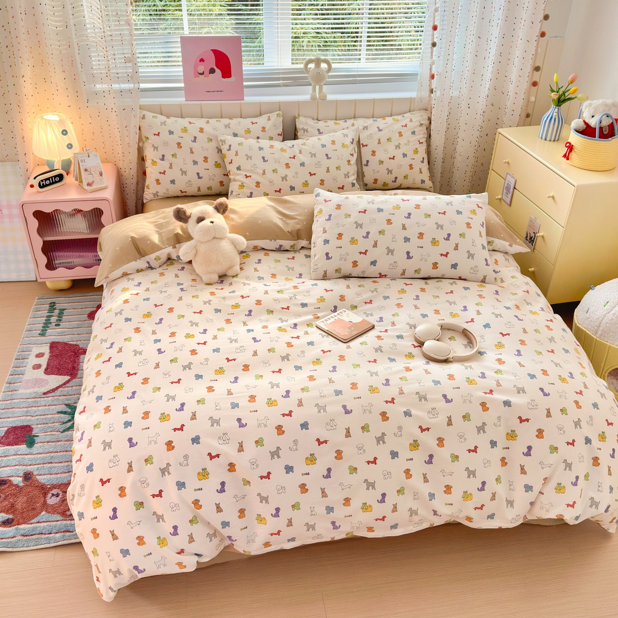 91家纺网 家纺一手货源 找家纺 梵克保罗 2026春夏新款ins小清新40支全棉13372四件套学生三件套单被套单枕套系列-第一批（单枕套） 动物聚会