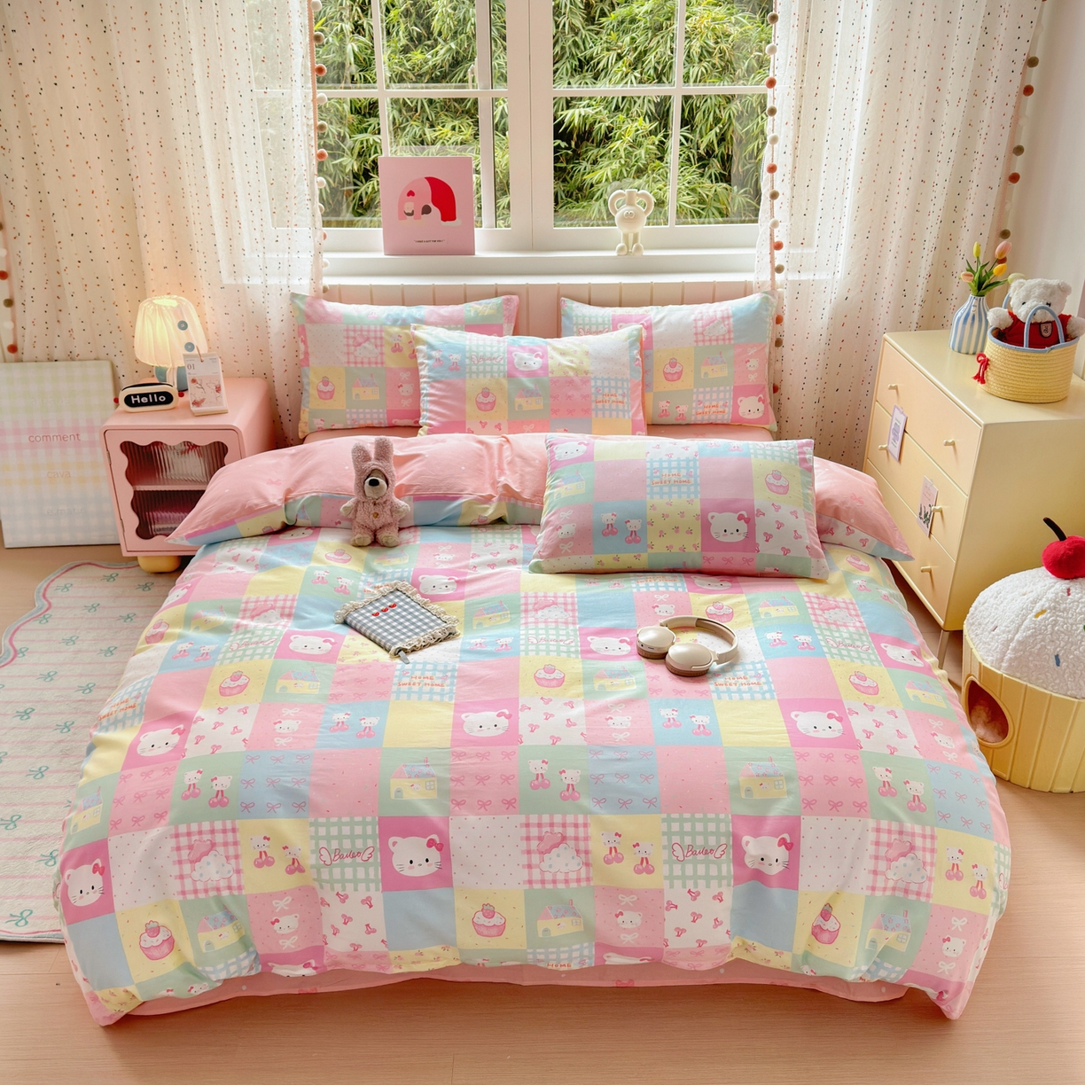 91家纺网 家纺一手货源 找家纺 （总）梵克保罗 2026春夏新款ins小清新40支全棉13372四件套学生三件套单被套单枕套系列-第二批（四件套）