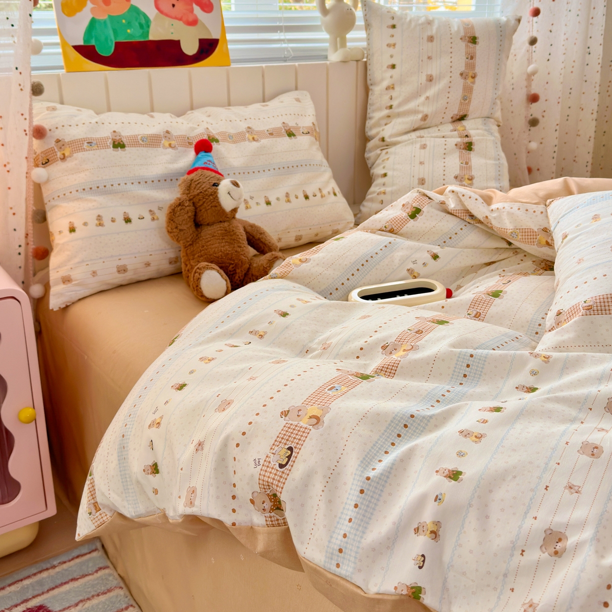 91家纺网 家纺一手货源 找家纺 梵克保罗 2026春夏新款ins小清新40支全棉13372四件套学生三件套单被套单枕套系列-第二批（四件套） 幸运星