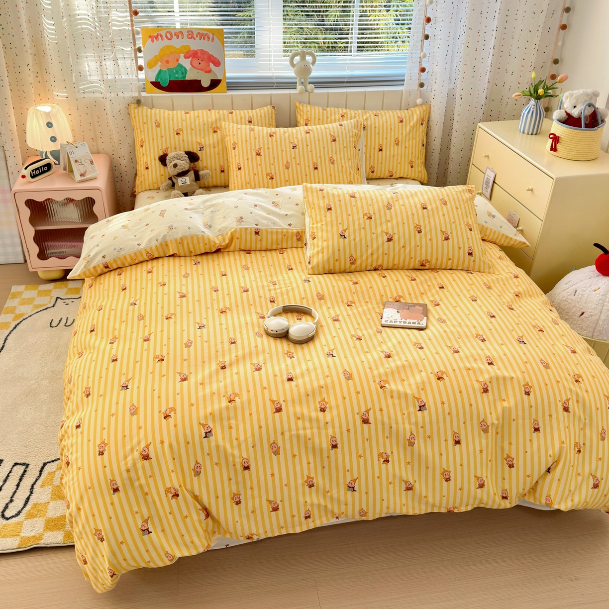 91家纺网 家纺一手货源 找家纺 （总）梵克保罗 2026春夏新款ins小清新40支全棉13372四件套学生三件套单被套单枕套系列-第二批（四件套）