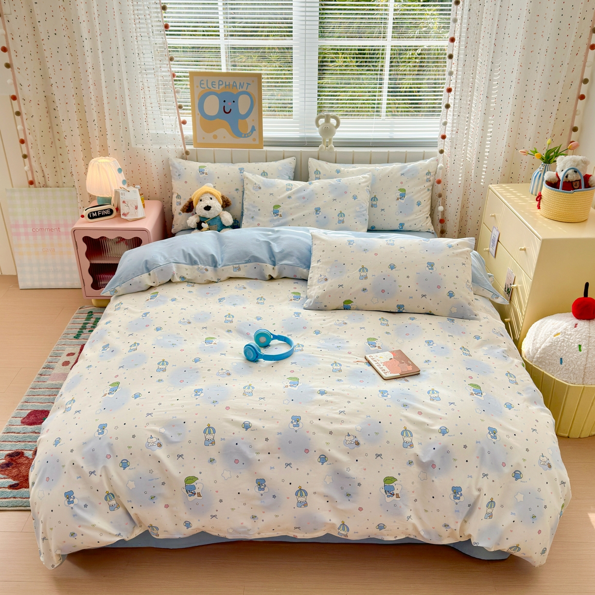 91家纺网 家纺一手货源 找家纺 （总）梵克保罗 2026春夏新款ins小清新40支全棉13372四件套学生三件套单被套单枕套系列-第二批（四件套）