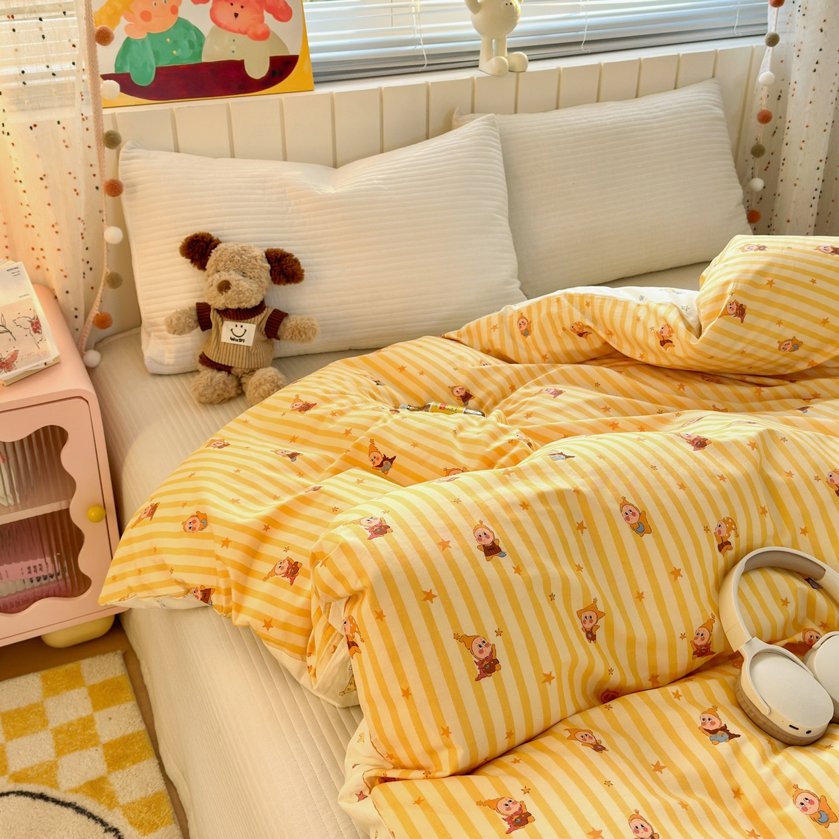 91家纺网 家纺一手货源 找家纺 （总）梵克保罗 2026春夏新款ins小清新40支全棉13372四件套学生三件套单被套单枕套系列-第二批（单被套）