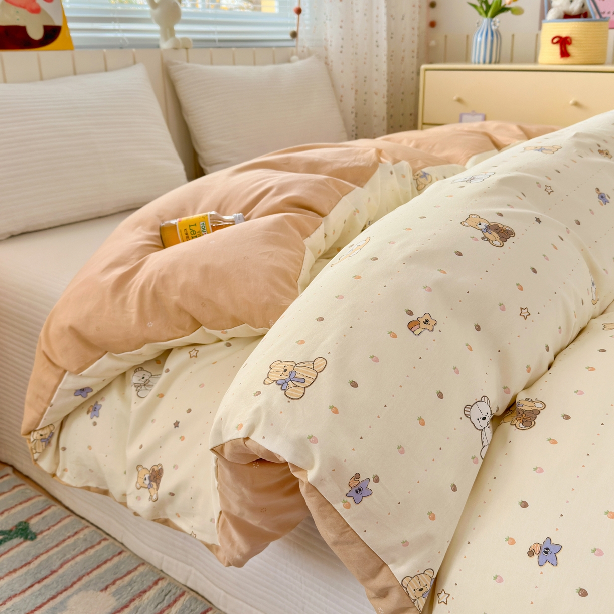 梵克保罗 2026春夏新款ins小清新40支全棉13372四件套学生三件套单被套单枕套系列-第二批（单被套） 星星布偶